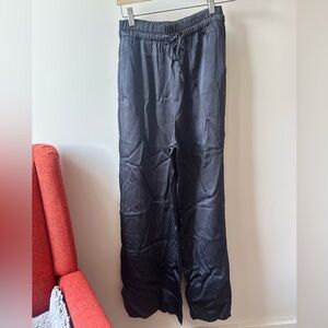 Zara Navy Satin-y Wide Leg Pants